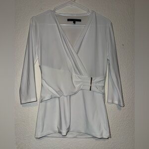 White House Black Market White Wrap-Front Tunic with Waist Detail